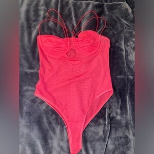 Zara Pink Tulle Underwired Bodysuit Top Size M